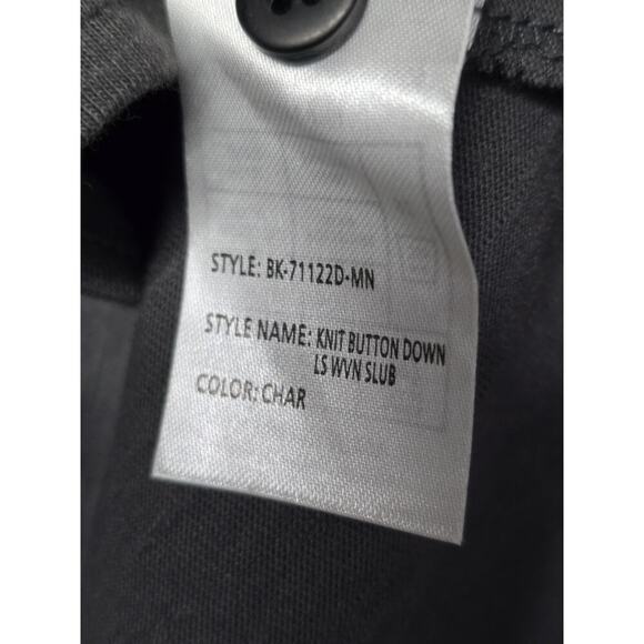 Day & Age Knit Button Down Long-Sleeve Woven Slub Collared Char Size Large Mens - Picture 5 of 6